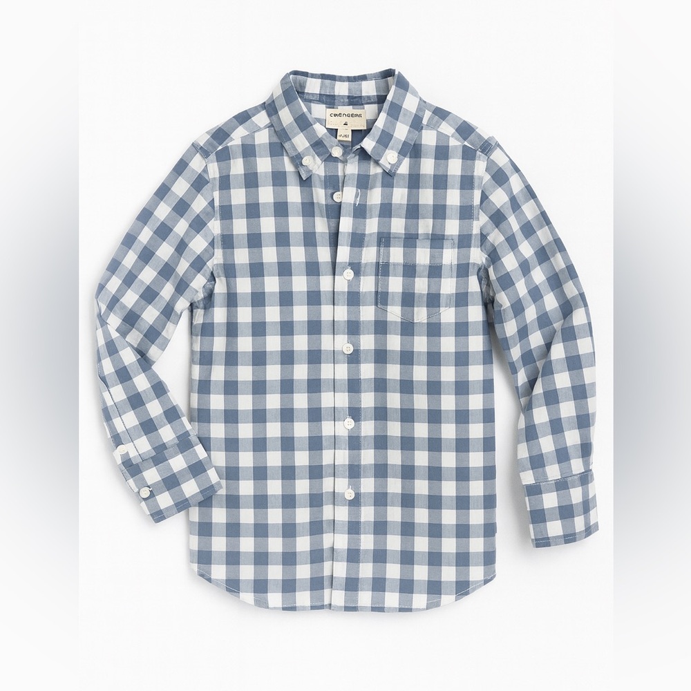 Crewcuts Blue and White Checkered Button Down Shirt